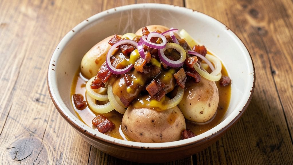 Betty Crocker's Hot German Potato Salad Recipe: Mustard-Vinegar Tang Over Creamy Boiled Potatoes